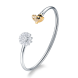 Honeybee and flower open bangle