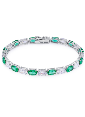 Bicolor oval shaped corundum bracelet
