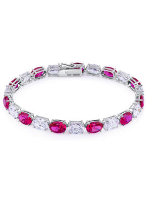 Bicolor oval shaped corundum bracelet