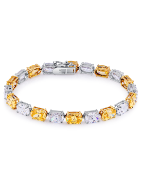 Bicolor oval-shaped corundum bracelet