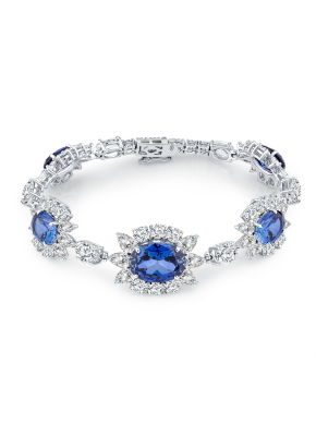 Large blue and white corundum statement bracelet