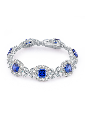 Medium blue and white corundum statement bracelet