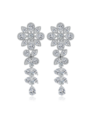 White snowflake evening earrings