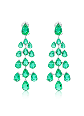 Green corundum dangle earrings