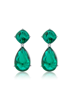 Green corundum drop earrings
