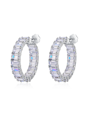 White corundum hoop earrings