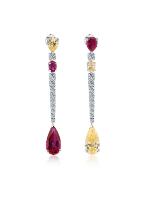 Bicolor corundum dangle earrings