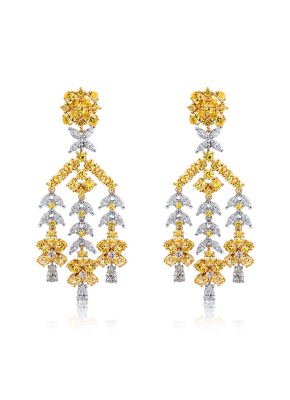 Bicolor corundum chandelier earrings