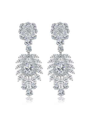 White corundum evening earrings