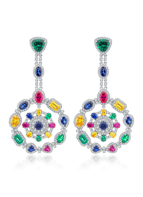Multicolor corundum dangle earrings