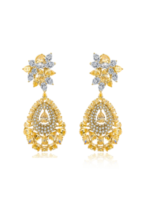 Two-tone chandelier evening earrings