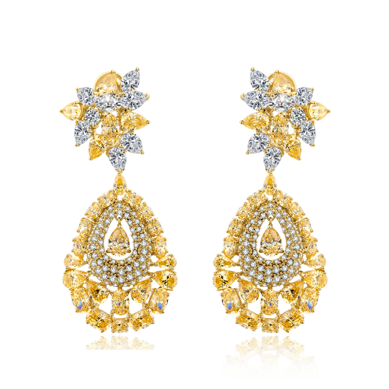 Two-tone chandelier evening earrings