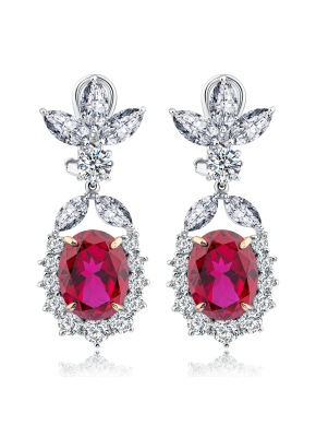 Bicolor corundum evening earrings