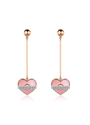 Shimmering hearts dangle earrings
