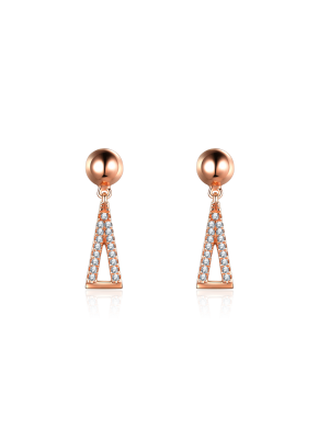 Pavé triangle and ball drop earrings