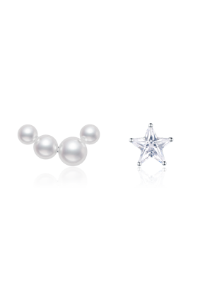 Asymmetric starlight by the moon stud earrings