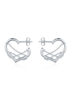 Heart chain drop earrings