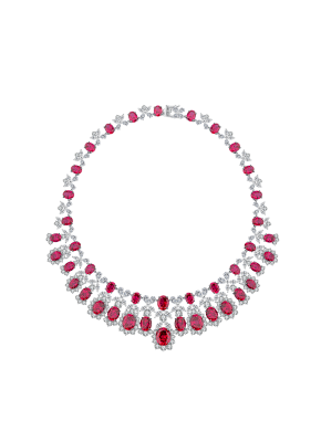 Bicolor snowflake  corundum statement necklace