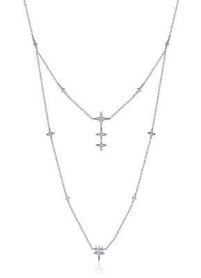 Shooting star statement double chain necklace