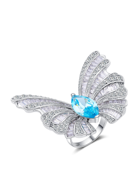 Blue corundum butterfly ring