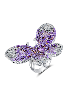 Bicolor corundum butterfly ring