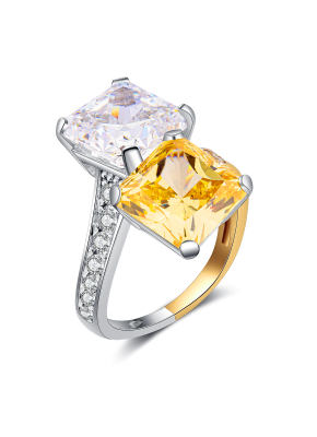 Two-tone bicolor corundum ring