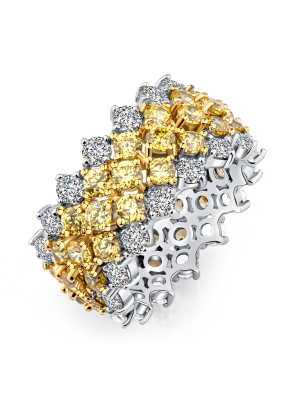 Two-tone five-row corundum cocktail ring